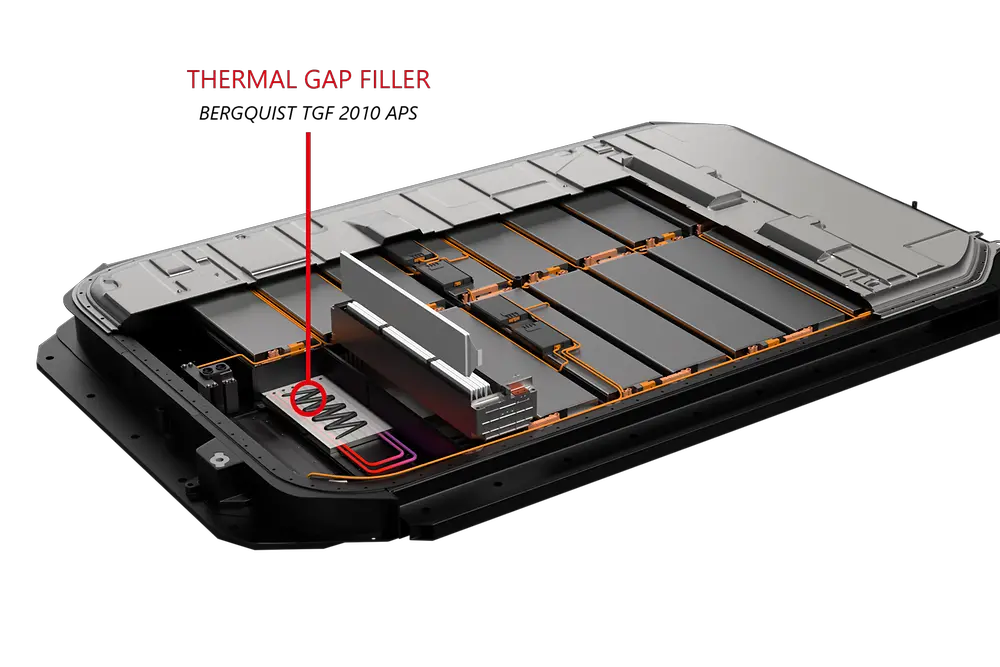 
Bergquist TGF 2010 APS applied between the battery module and the cooling plate.